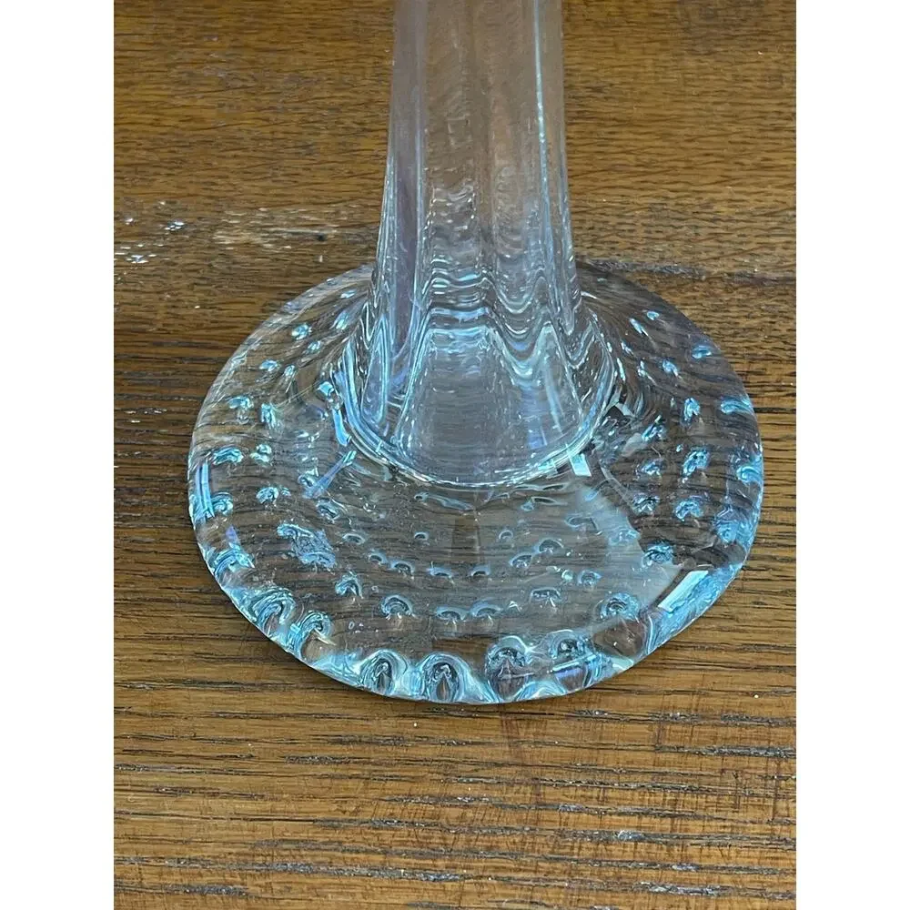 Vintage Clear Glass Single Stem Puddle Bubble Vase 12